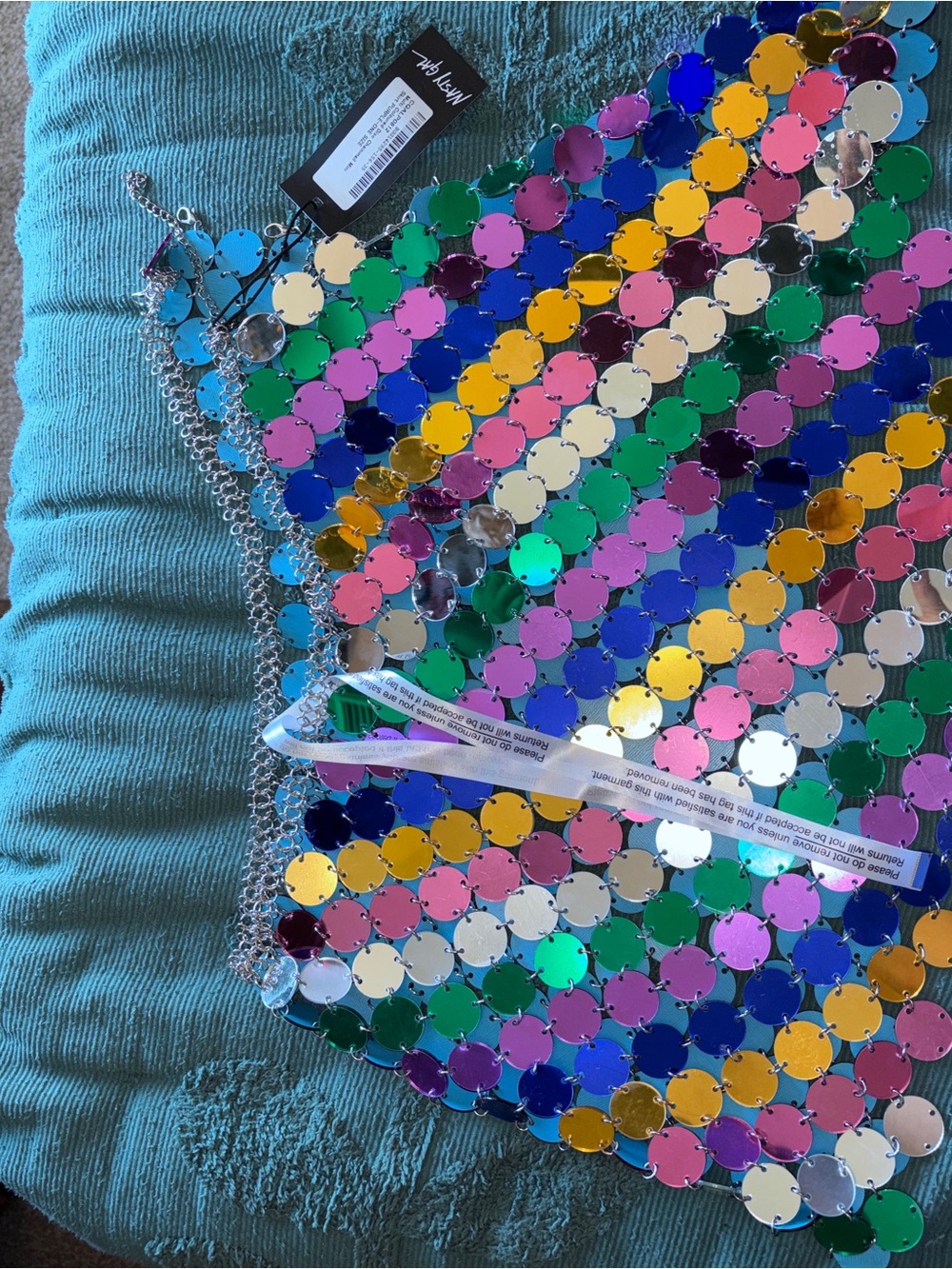 Nasty Gal Multicolor Sequin Disc Chainmail Mini Skirt - Picture 3 of 5